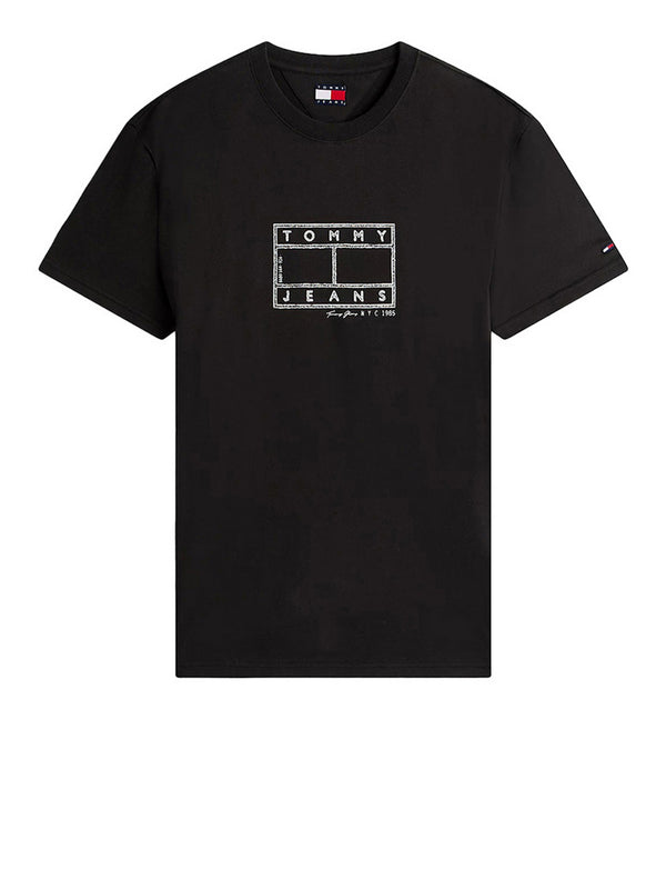Tommy Jeans T-Shirt Tommy Hilfiger Con Logo A Timbro - Nero