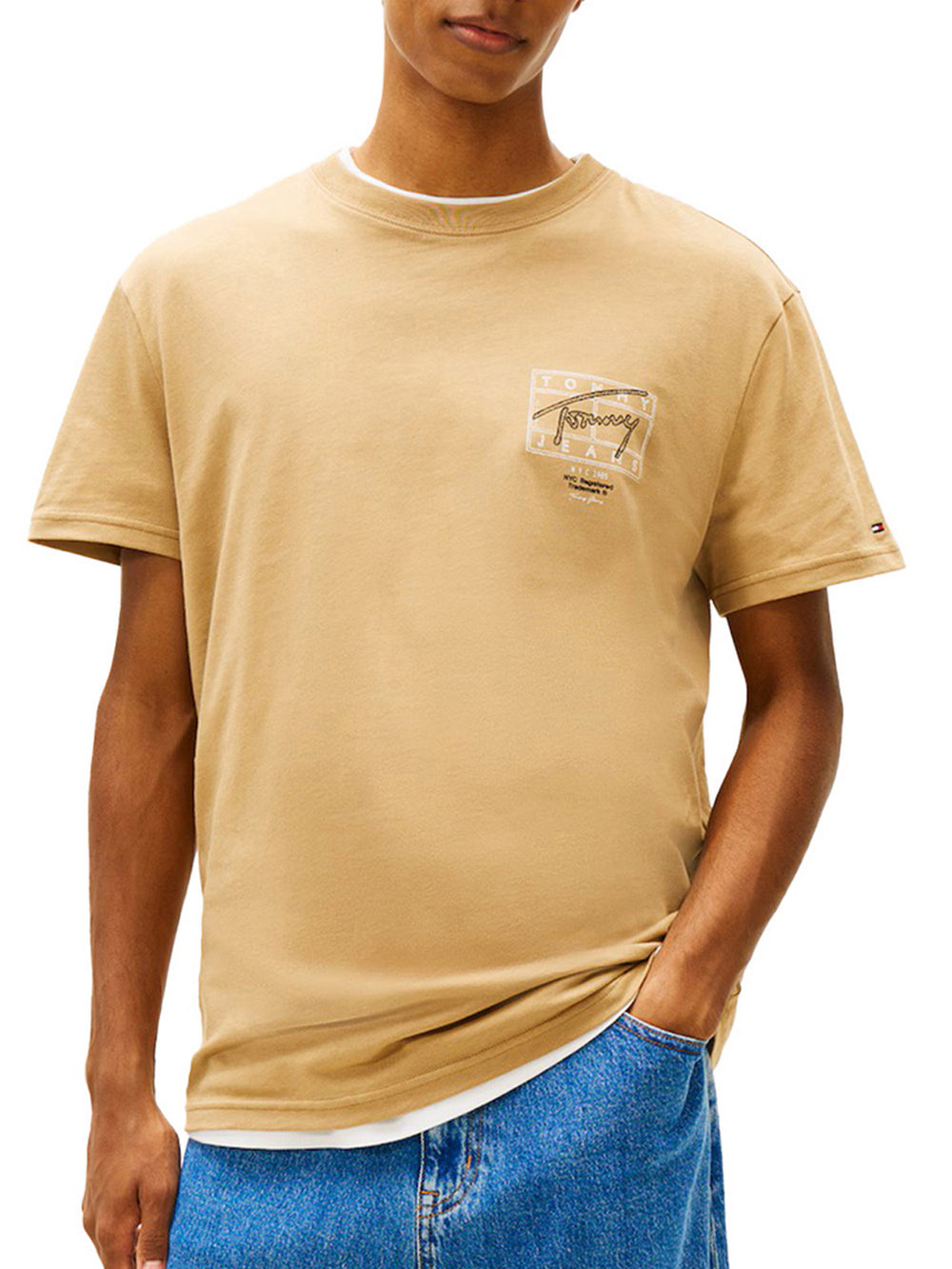Tommy Jeans T-Shirt Tommy Jeans Tjm Reg Sign Spray S Camel
