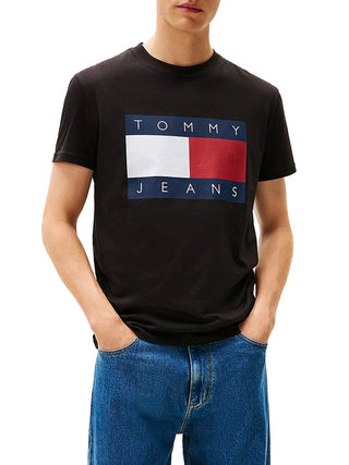 Tommy Jeans T-Shirt Tommy Hilfiger In Jersey Con Bandiera - Nero