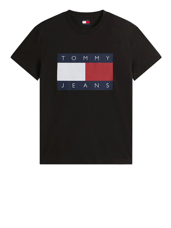 Tommy Jeans T-Shirt Tommy Hilfiger In Jersey Con Bandiera - Nero