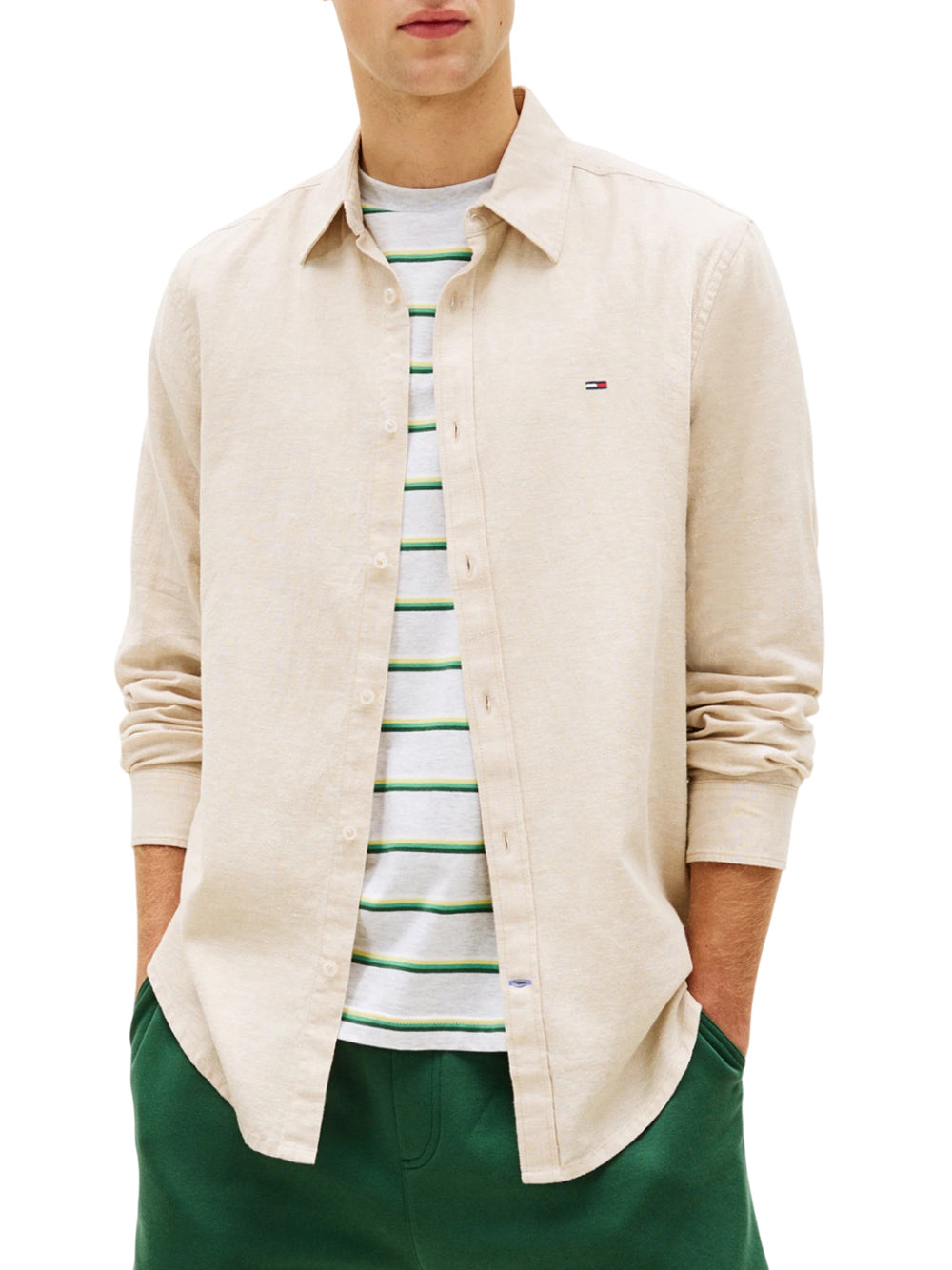 TOMMY JEANS 2USCITA Camicia Tommy Jeans Tjm Reg Linen Blend - Avorio