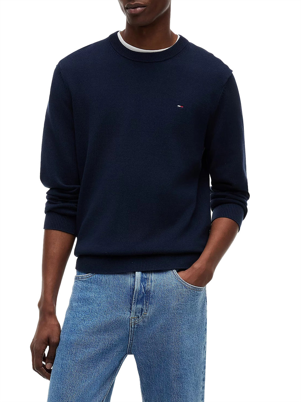 TOMMY JEANS 2USCITA Pullover Tommy Jeans Flag Slim Fit Leggero - Navy