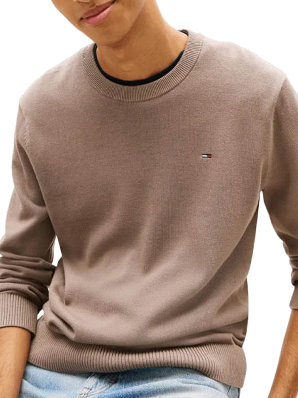 TOMMY JEANS 2USCITA Pullover Tommy Jeans Flag Slim Fit Leggero - Marrone