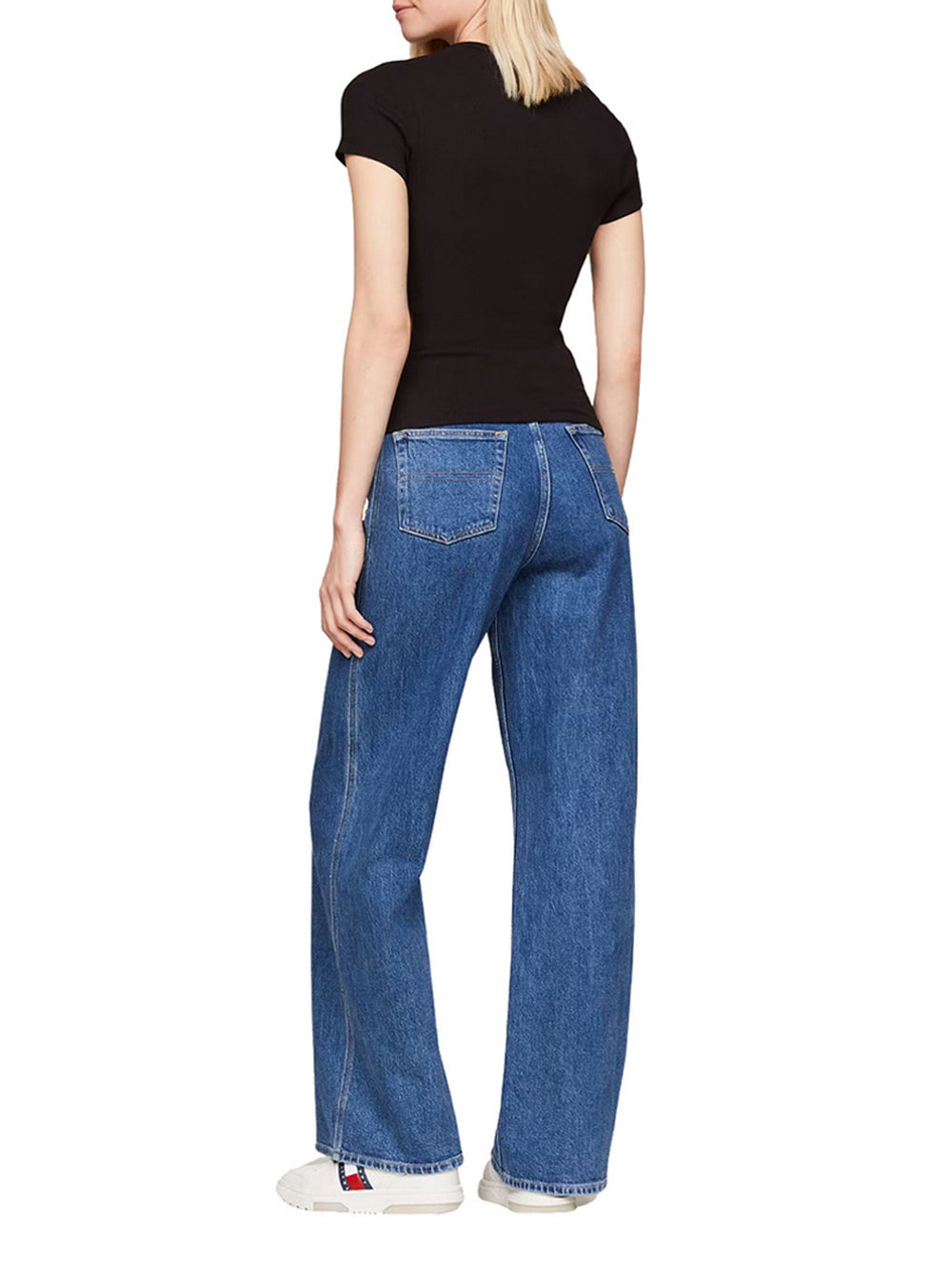 Tommy Jeans T-Shirt Tjw Slim Badge Rib T Donna - Nero