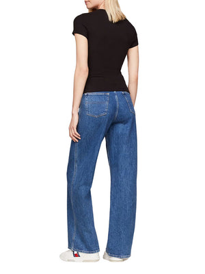 Tommy Jeans T-Shirt Tjw Slim Badge Rib T Donna - Nero