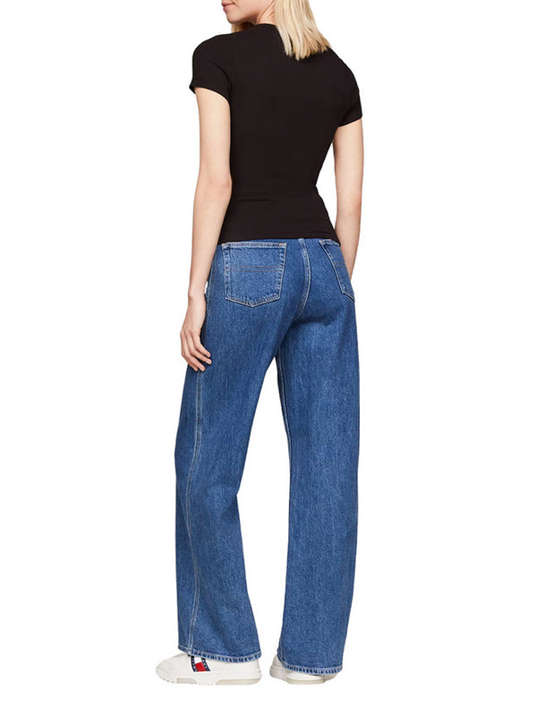 Tommy Jeans T-Shirt Tjw Slim Badge Rib T Donna - Nero