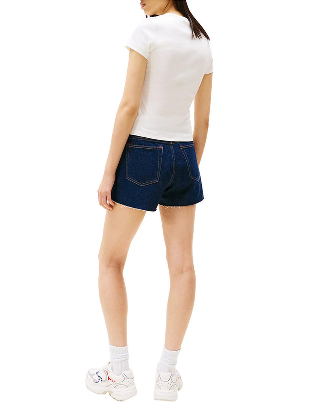 Tommy Jeans T-Shirt Tjw Slim Badge Rib T Donna - Bianco