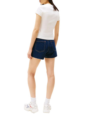 Tommy Jeans T-Shirt Tjw Slim Badge Rib T Donna - Bianco