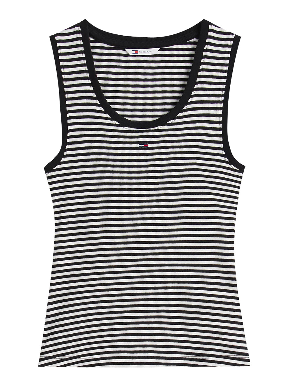 TOMMY JEANS 2USCITA Canotta Tommy Jeans Slim Fit A Coste Con Logo - Nero Bianco