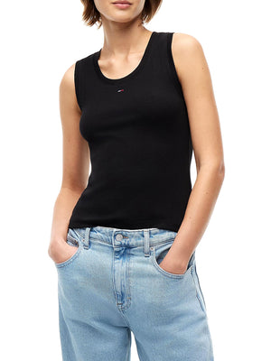 TOMMY JEANS 2USCITA Canotta Tommy Jeans Slim Fit A Coste Con Logo - Nero