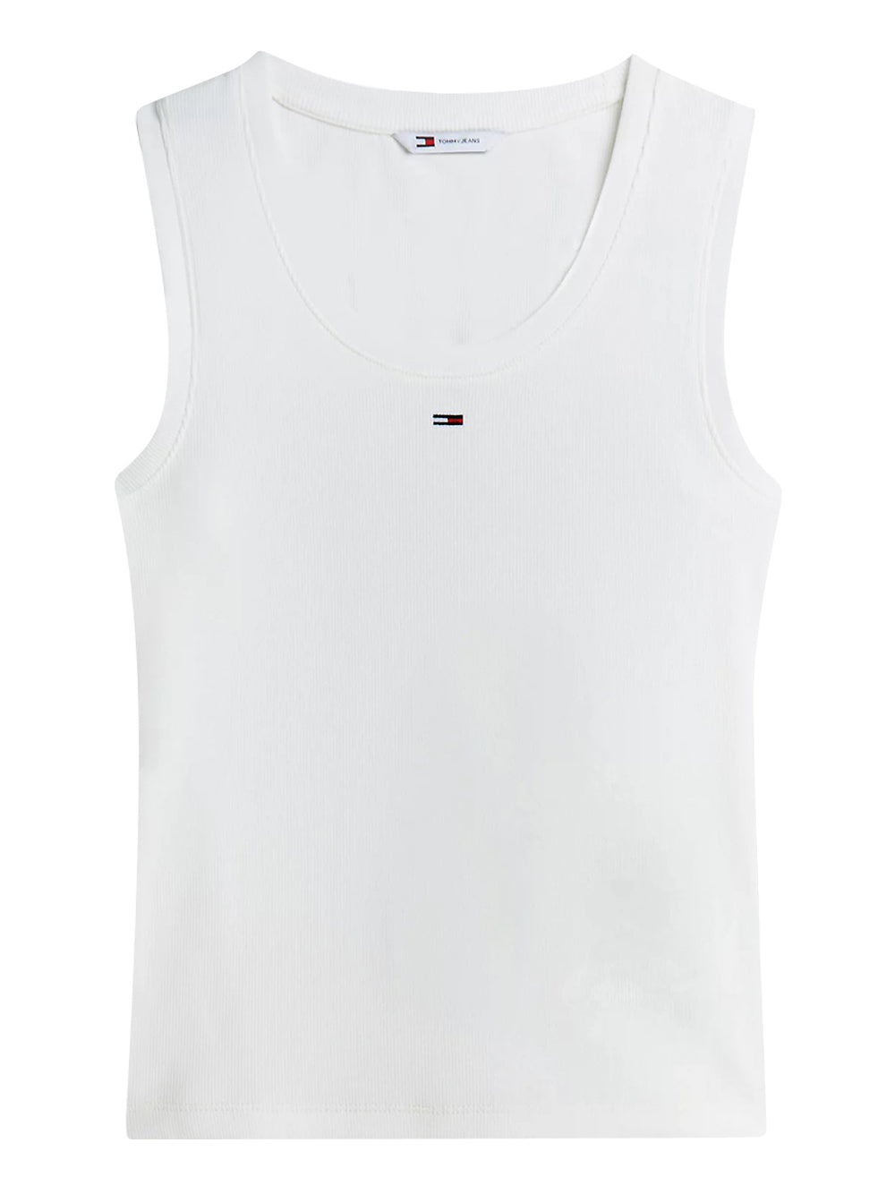 TOMMY JEANS 2USCITA Canotta Tommy Jeans Slim Fit A Coste Con Logo - Ecru