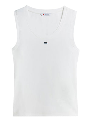 TOMMY JEANS 2USCITA Canotta Tommy Jeans Slim Fit A Coste Con Logo - Ecru
