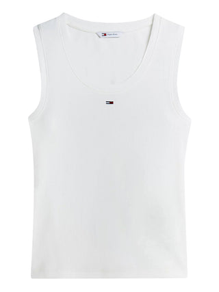TOMMY JEANS 2USCITA Canotta Tommy Jeans Slim Fit A Coste Con Logo - Ecru