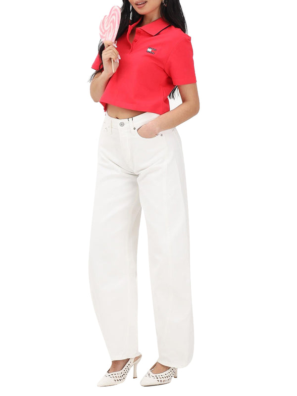 TOMMY JEANS 2USCITA Polo Tommy Jeans Crop Badge - Rosso
