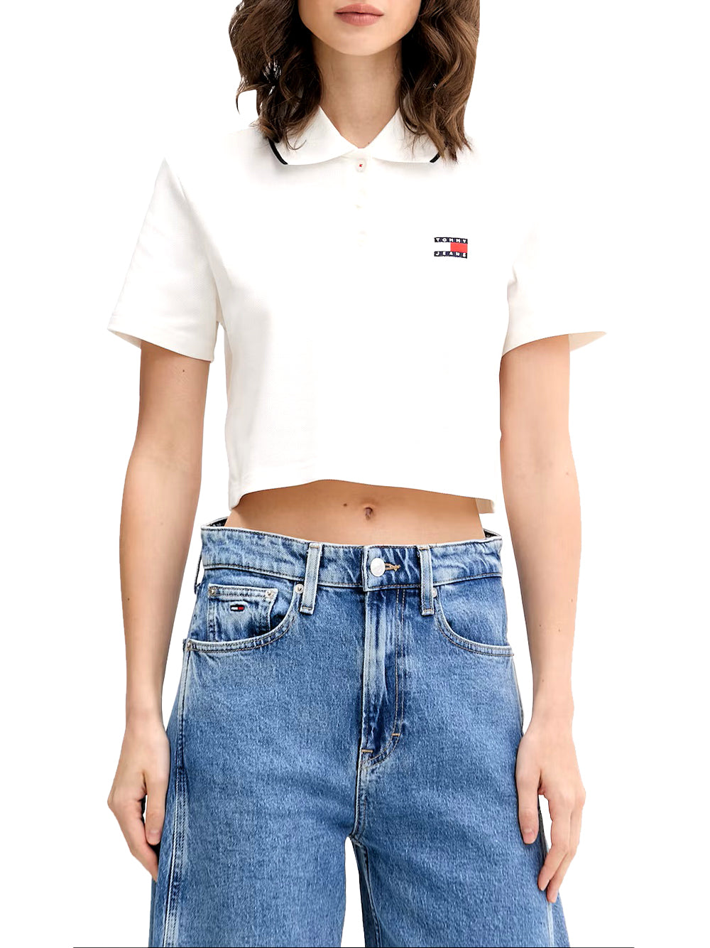 TOMMY JEANS 2USCITA Polo Tommy Jeans Crop Badge - Ecru