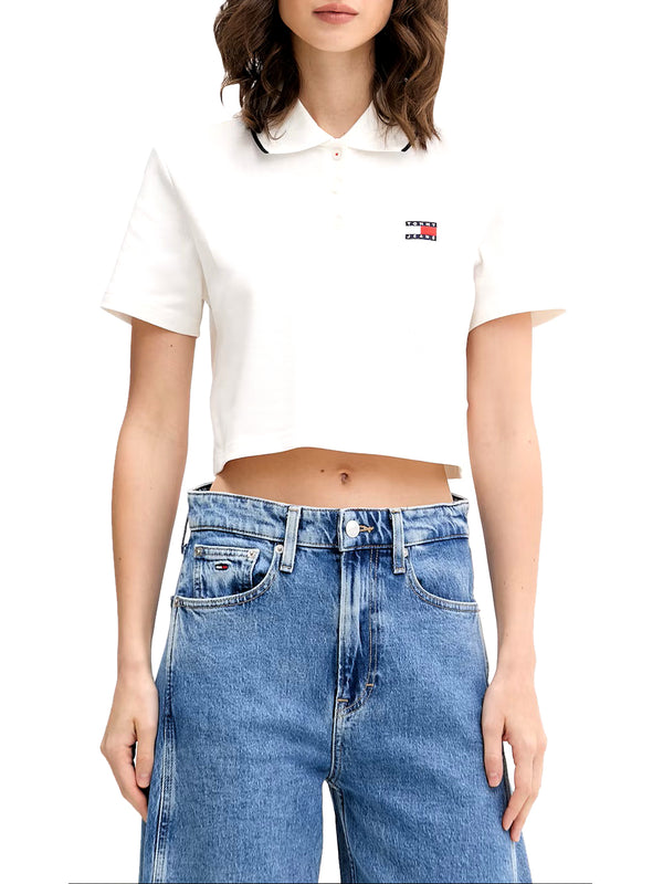 TOMMY JEANS 2USCITA Polo Tommy Jeans Crop Badge - Ecru