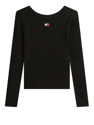 Tommy Jeans T-Shirt Tommy Hilfiger A Maniche Lunghe - Nero