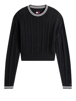 Tommy Jeans Pullover Tommy Hilfiger Relaxed Fit In Maglia Intrecciata - Nero