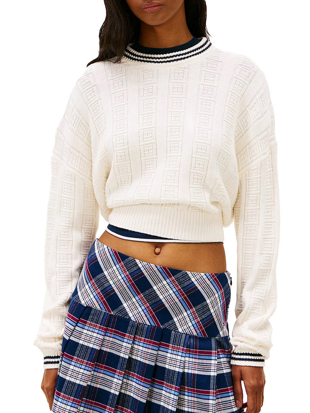Tommy Jeans Pullover Tommy Hilfiger Relaxed Fit In Maglia Intrecciata - Panna