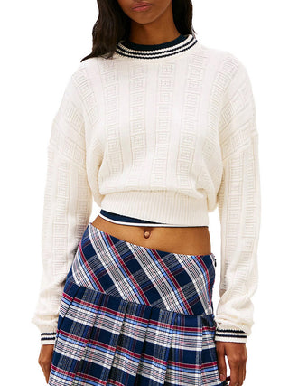 Tommy Jeans Pullover Tommy Hilfiger Relaxed Fit In Maglia Intrecciata - Panna