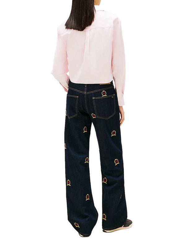 Tommy Jeans Camicia Crop Tommy Hilfiger Relaxed Fit In Popeline - Rosa