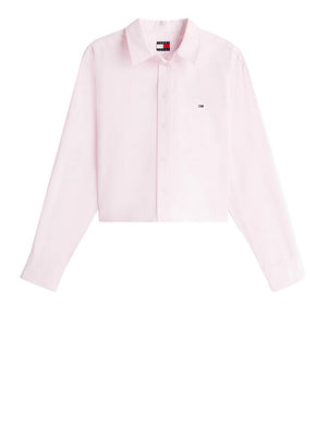 Tommy Jeans Camicia Crop Tommy Hilfiger Relaxed Fit In Popeline - Rosa