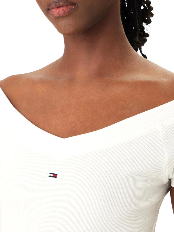 TOMMY JEANS 2USCITA Blusa Tommy Jeans Slim Fit Off Shoulde - Ecru