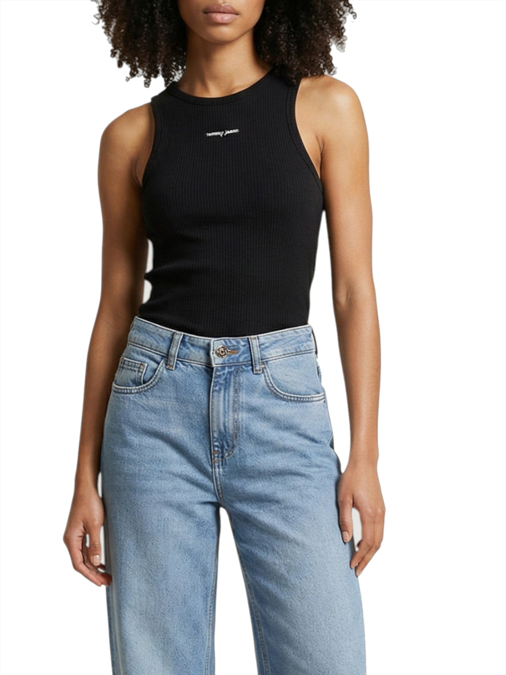 TOMMY JEANS 2USCITA Top Tommy Jeans Slim Script Labe - Nero