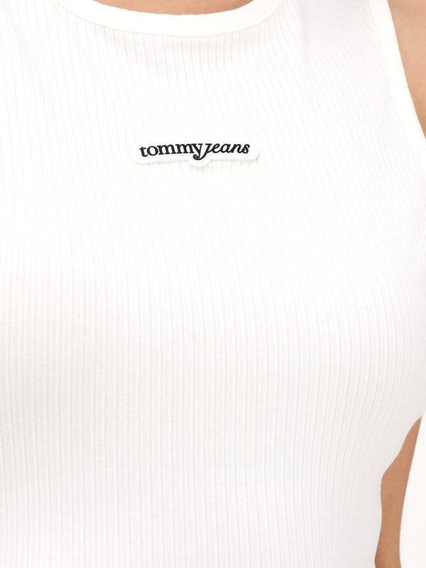 TOMMY JEANS 2USCITA Tommy Jeans Top Slim Script Labe - Ecru