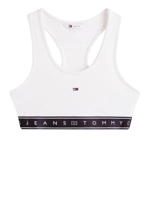 Tommy Jeans Crop Top Slim Fit Tommy Hilfiger Incrociato Sulla Schiena - Bianco