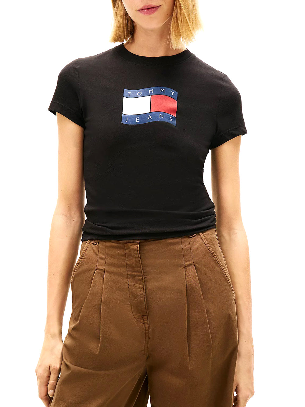 TOMMY JEANS 2USCITA T-shirt Tommy Jeans Slim Fit Con Bandierina Ondulata - Nero