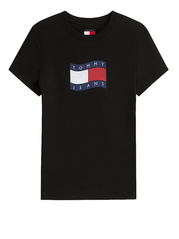 TOMMY JEANS 2USCITA T-shirt Tommy Jeans Slim Fit Con Bandierina Ondulata - Nero