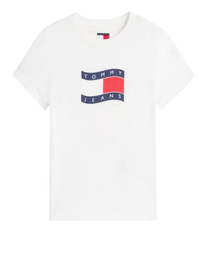 TOMMY JEANS 2USCITA T-shirt Tommy Jeans Slim Fit Con Bandierina Ondulata - Ecru