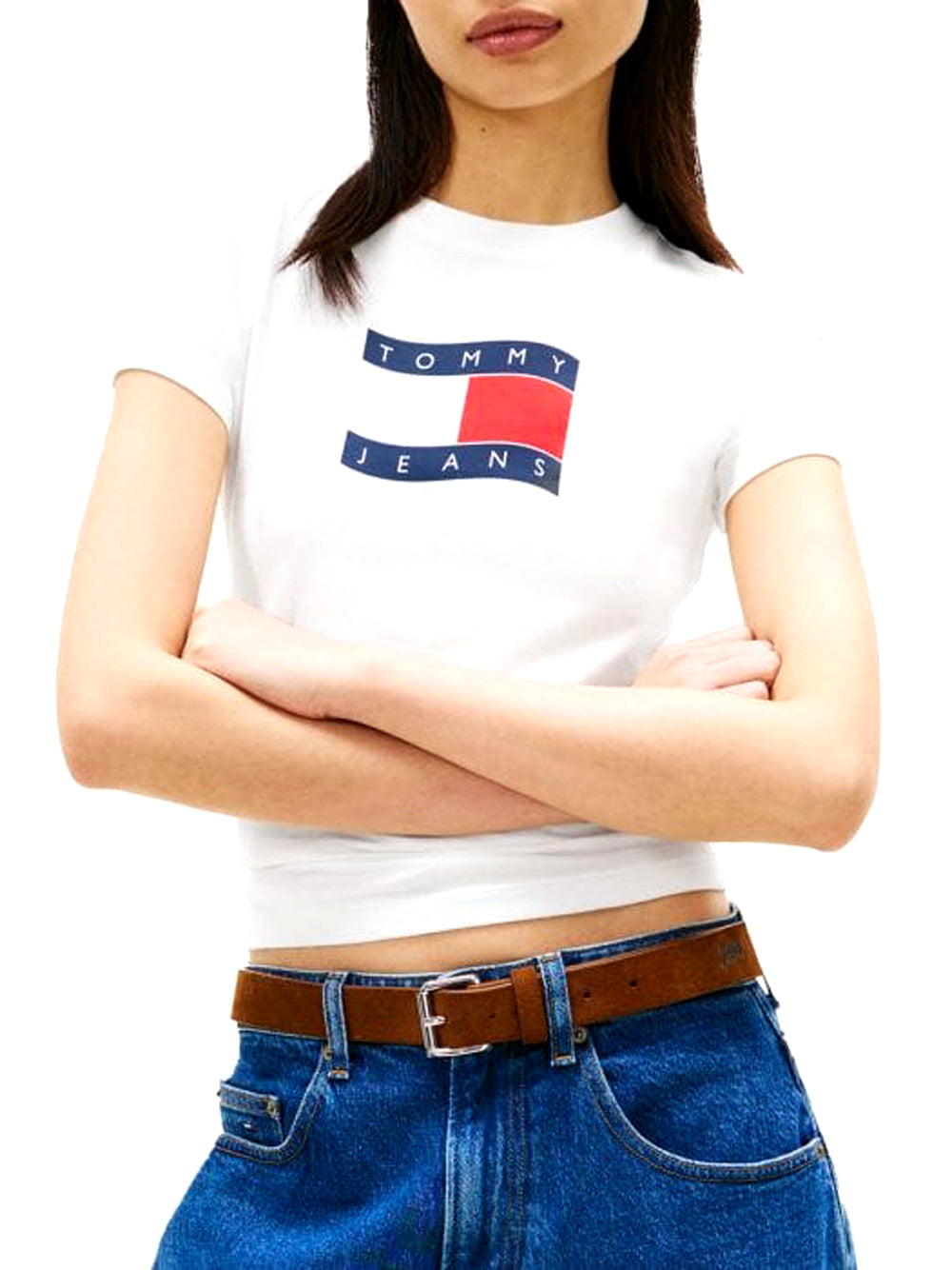 TOMMY JEANS 2USCITA T-shirt Tommy Jeans Slim Fit Con Bandierina Ondulata - Ecru