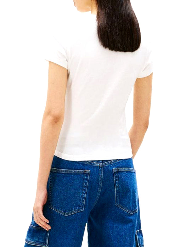 TOMMY JEANS 2USCITA T-shirt Tommy Jeans Slim Fit Con Bandierina Ondulata - Ecru
