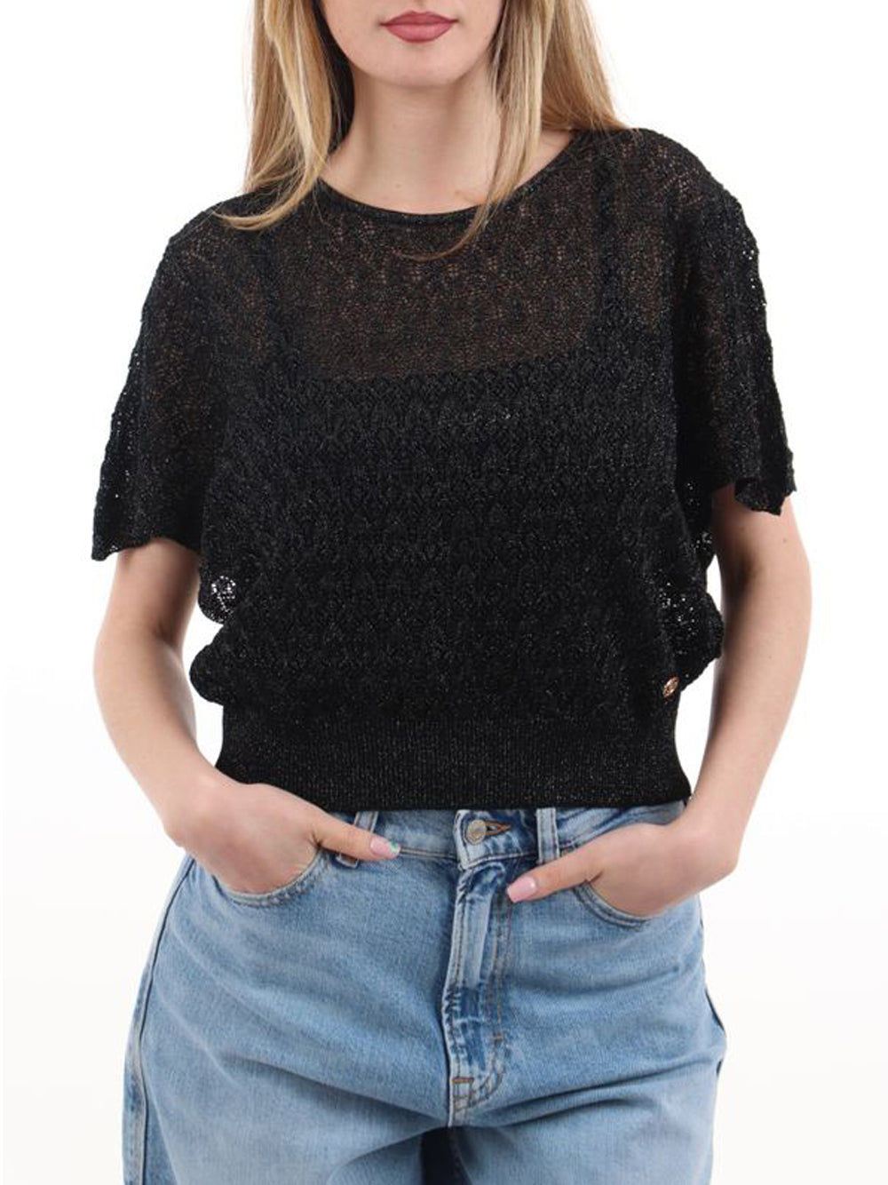 YES ZEE Maglia Yes Zee Con Maniche A Farfalla - Nero