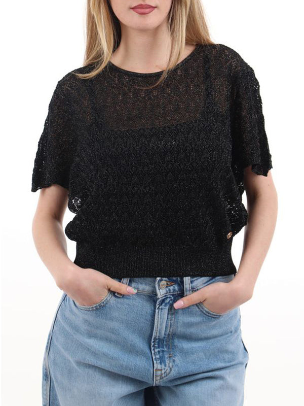 YES ZEE Maglia Yes Zee Con Maniche A Farfalla - Nero