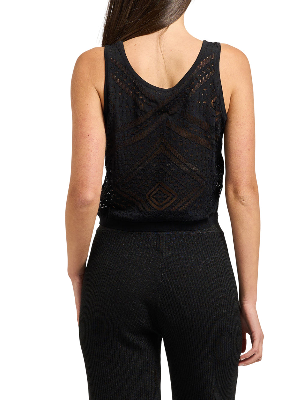 YES ZEE Top Yes Zee Con Ricami - Nero