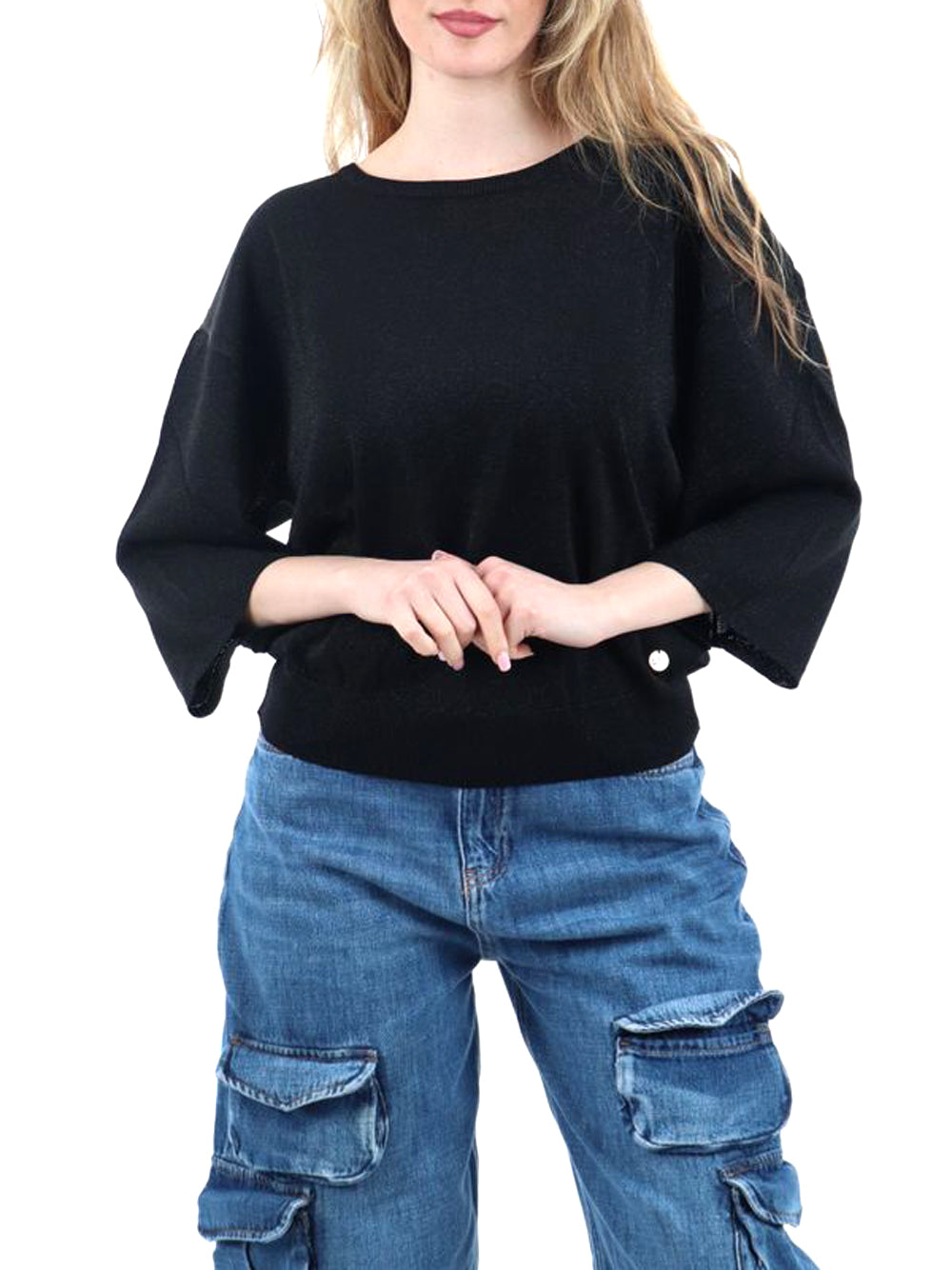 Yes Zee Maglia Manica Ampia Yes Zee - Nero