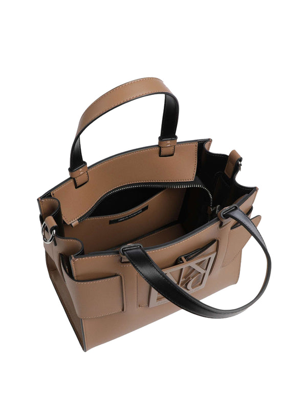 ARMANI EXCHANGE Borsa Shopper Armani Exchange Logo Frontale Marrone