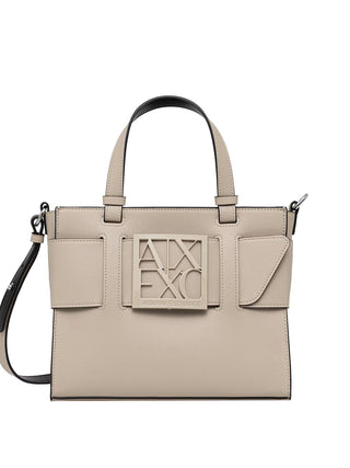 ARMANI EXCHANGE Borsa Shopper Armani Exchange Logo Frontale Sabbia