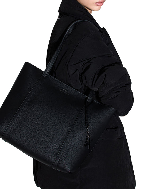 ARMANI EXCHANGE Borsa Shopper Armani Exchange Logo Frontale Nero