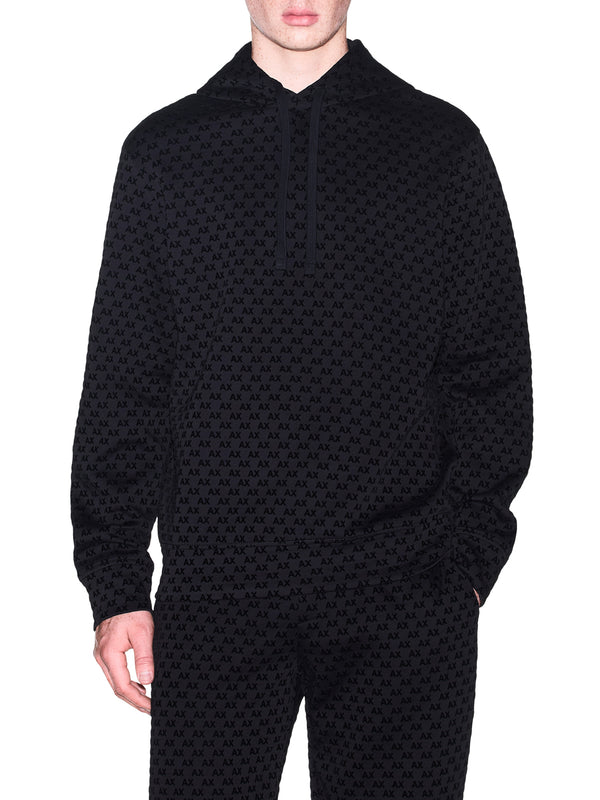 ARMANI EXCHANGE Felpa Armani Exchange Monogramma All Over - Nero