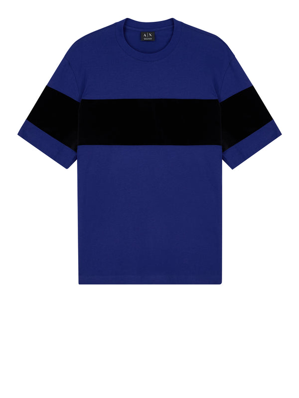 ARMANI EXCHANGE T-Shirt Armani Exchange Up For Party In Jersey Con Banda Orizzontale - Blu