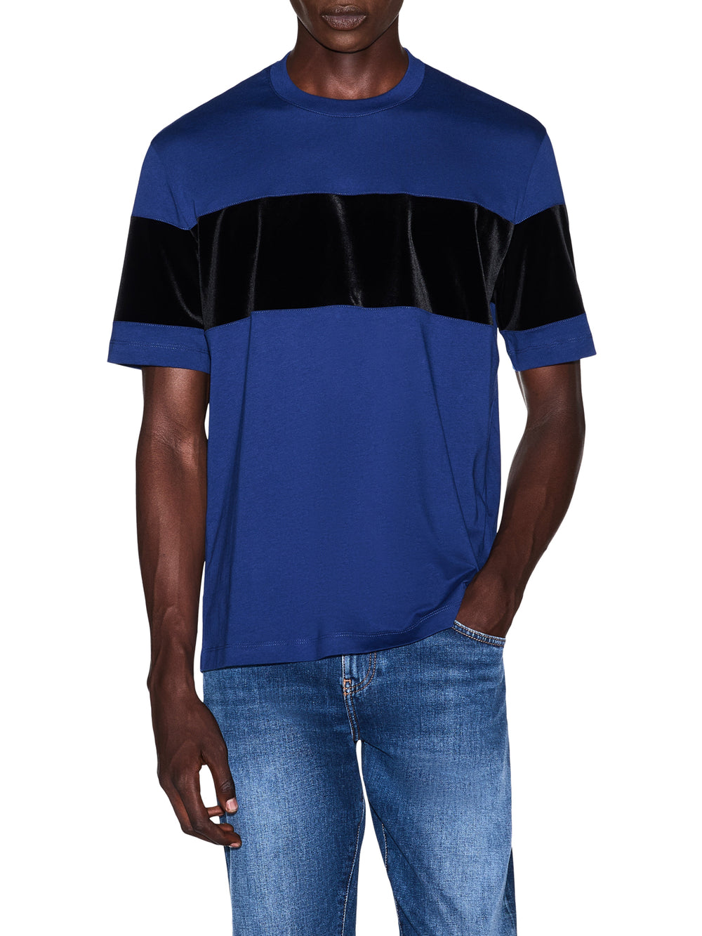 ARMANI EXCHANGE T-Shirt Armani Exchange Up For Party In Jersey Con Banda Orizzontale - Blu