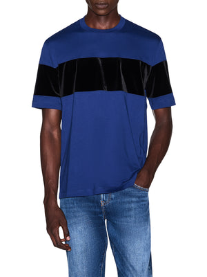 ARMANI EXCHANGE T-Shirt Armani Exchange Up For Party In Jersey Con Banda Orizzontale - Blu