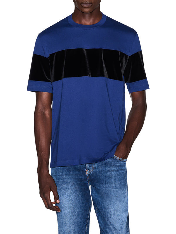 ARMANI EXCHANGE T-Shirt Armani Exchange Up For Party In Jersey Con Banda Orizzontale - Blu