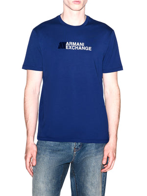 ARMANI EXCHANGE T-shirt Armani Exchange Slim Fit In Jersey Di Cotone Con Stampa Logo - Blu
