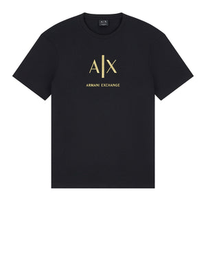 ARMANI EXCHANGE T-shirt Armani Exchange slim Black and Gold in cotone con logo - Nero