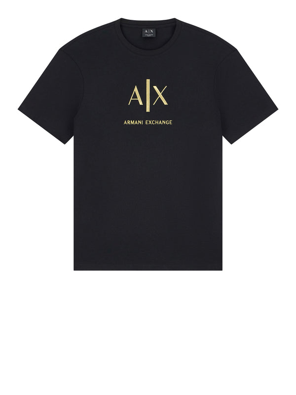 ARMANI EXCHANGE T-shirt Armani Exchange slim Black and Gold in cotone con logo - Nero